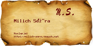 Milich Sára névjegykártya